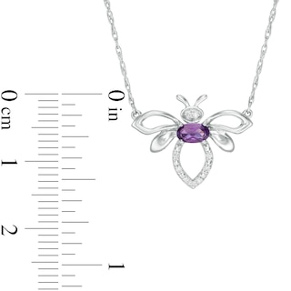 Oval Amethyst and Diamond Accent Bumblebee Necklace in Sterling Silver