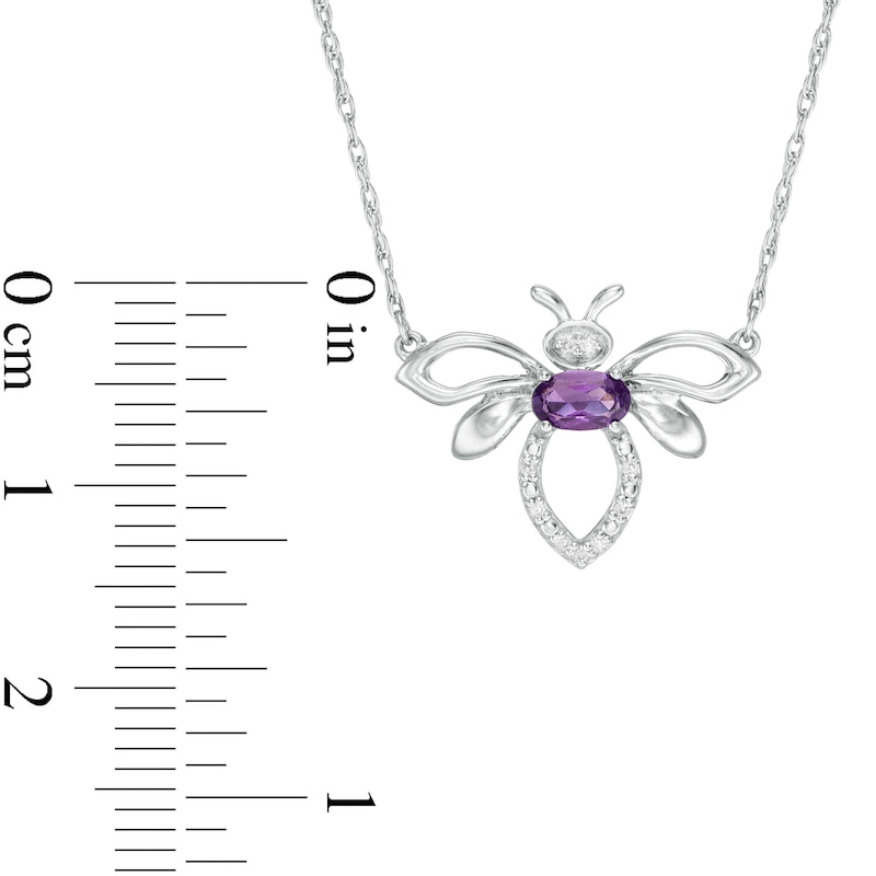 Oval Amethyst and Diamond Accent Bumblebee Necklace in Sterling Silver