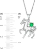 Lab-Created Emerald and Diamond Accent Prancing Horse Pendant in Sterling Silver