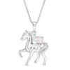 Lab-Created Opal and Diamond Accent Prancing Horse Pendant in Sterling Silver