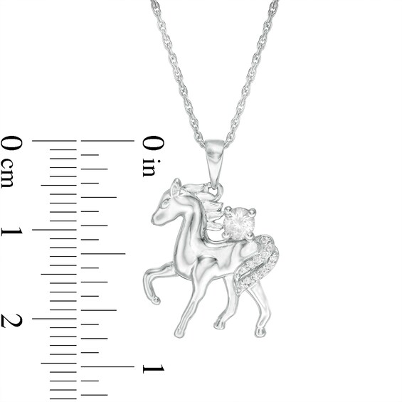 Lab-Created Sapphire and Diamond Accent Prancing Horse Pendant in Sterling Silver