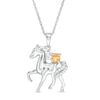 Thumbnail Image 0 of Citrine and Diamond Accent Prancing Horse Pendant in Sterling Silver