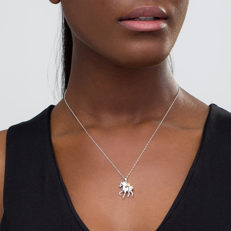 Citrine and Diamond Accent Prancing Horse Pendant in Sterling Silver|Peoples Jewellers