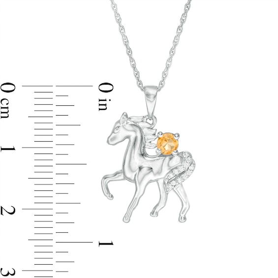 Citrine and Diamond Accent Prancing Horse Pendant in Sterling Silver