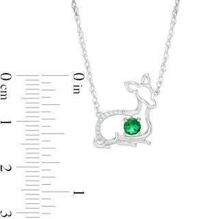 4.0mm Lab-Created Emerald and Diamond Accent Fawn Necklace in Sterling Silver