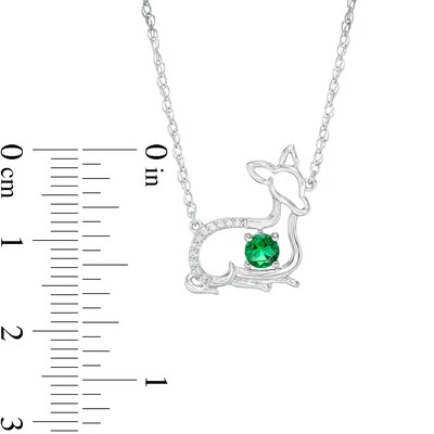 4.0mm Lab-Created Emerald and Diamond Accent Fawn Necklace in Sterling Silver