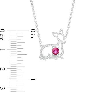 4.0mm Lab-Created Ruby and Diamond Accent Fawn Necklace in Sterling Silver