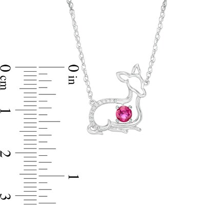 4.0mm Lab-Created Ruby and Diamond Accent Fawn Necklace in Sterling Silver