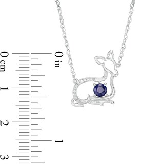 4.0mm Lab-Created Blue Sapphire and Diamond Accent Fawn Necklace in Sterling Silver