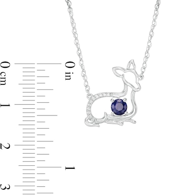 4.0mm Lab-Created Blue Sapphire and Diamond Accent Fawn Necklace in Sterling Silver