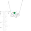 Thumbnail Image 2 of Lab-Created Emerald and Diamond Accent "life" Script Necklace in Sterling Silver