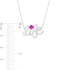 Lab-Created Ruby and Diamond Accent "life" Script Necklace in Sterling Silver