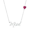 Thumbnail Image 0 of 5.0mm Heart-Shaped Lab-Created Ruby and Diamond Accent "Mom" Script Necklace in Sterling Silver