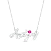 Thumbnail Image 0 of Lab-Created Ruby and Diamond Accent "Amazing" Script Necklace in Sterling Silver