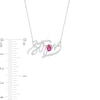 Oval Lab-Created Ruby and Diamond Accent "Strong" Script Necklace in Sterling Silver