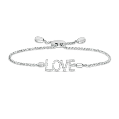 Vera Wang Love Collection 0.18 CT. T.W. Diamond "LOVE" Bolo Bracelet in Sterling Silver - 9.0"