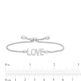 Vera Wang Love Collection 0.18 CT. T.W. Diamond "LOVE" Bolo Bracelet in Sterling Silver - 9.0"