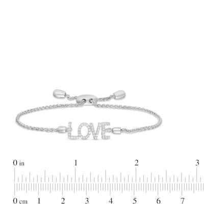 Vera Wang Love Collection 0.18 CT. T.W. Diamond "LOVE" Bolo Bracelet in Sterling Silver - 9.0"