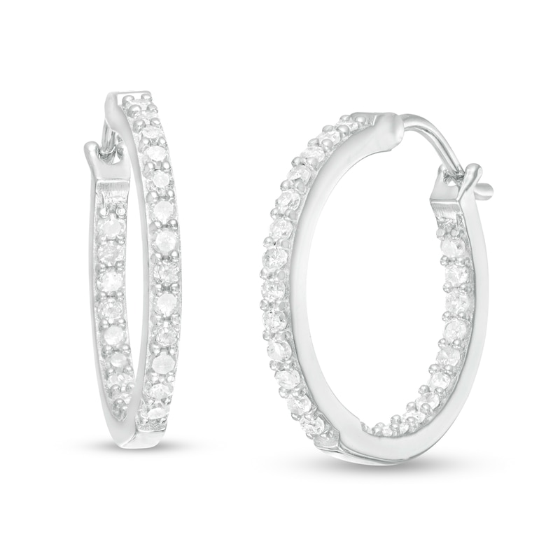 0.48 CT. T.W. Diamond Inside-Out Hoop Earrings in Sterling Silver|Peoples Jewellers