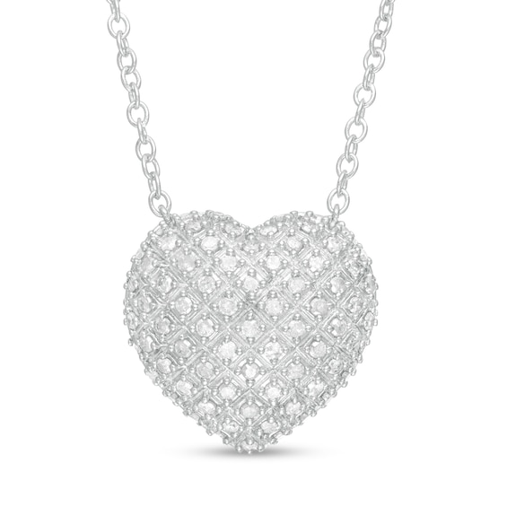 0.97 CT. T.W. Composite Diamond Heart Necklace in Sterling Silver