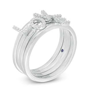 Vera Wang Love Collection 0.085 CT. T.W. Diamond "LOVE" Four Piece Stackable Band Set in Sterling Silver