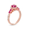 5.0mm Ruby and 0.33 CT. T.W. Diamond Frame Engagement Ring in 14K Rose Gold