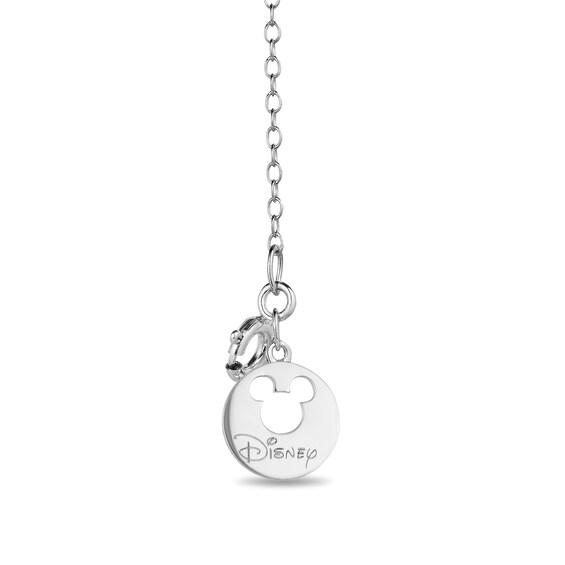 Mickey Mouse & Minnie Mouse 9.0mm Freshwater Cultured Pearl and 0.085 CT. T.W. Diamond Pendant in Sterling Silver-19"