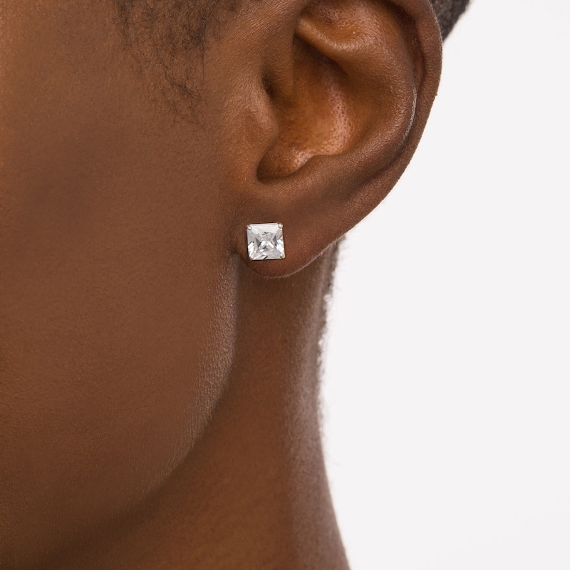 6.0mm Multi-Shape Cubic Zirconia Solitaire Stud Earrings Set in 14K White Gold