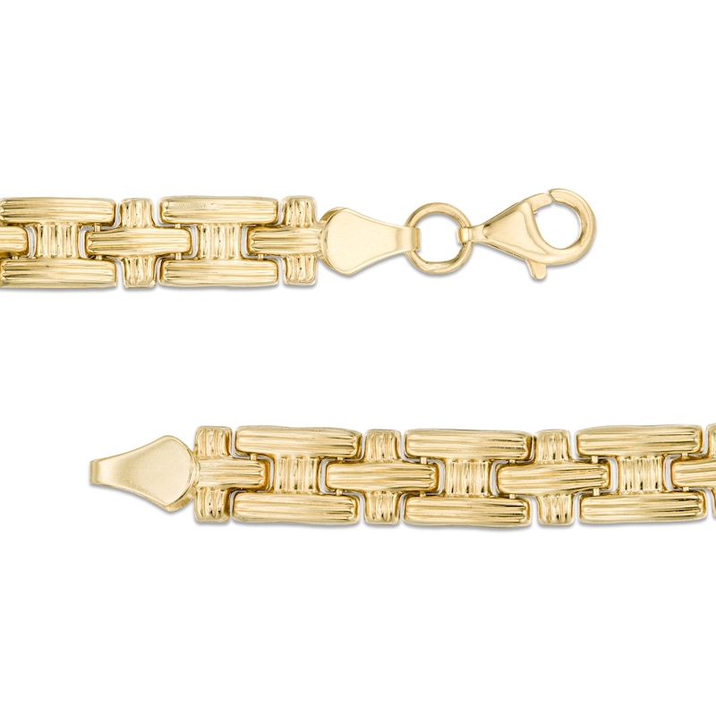 5.5mm Stampato Chain Bracelet in Hollow 10K Gold - 7.25"