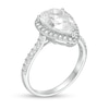 Thumbnail Image 2 of Pear-Shaped Lab-Created White Sapphire Frame Ring in Sterling Silver