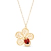 Thumbnail Image 0 of Red and Black Enamel Ladybug Cut-Out Flower Pendant in 14K Gold