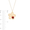 Red and Black Enamel Ladybug Cut-Out Flower Pendant in 14K Gold