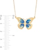 Italian Gold Blue and White Enamel Butterfly Necklace in 14K Gold