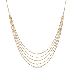 Diamond-Cut Cable Chain Multi-Strand Necklace in Solid 10K Gold - 20&quot;