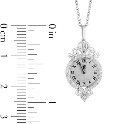 Collector's Edition Enchanted Disney Cinderella 70th Anniversary Diamond Clock Pendant in Sterling Silver - 19"