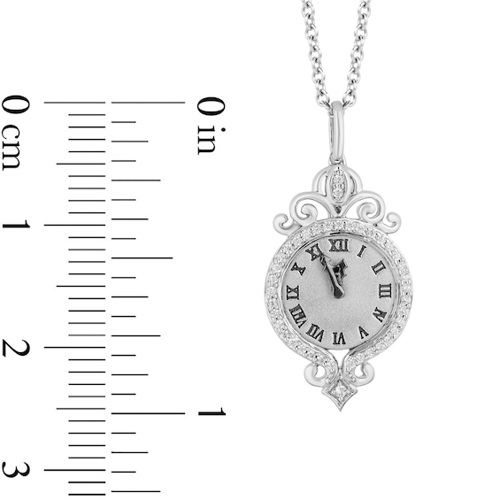 Collector's Edition Enchanted Disney Cinderella 70th Anniversary Diamond Clock Pendant in Sterling Silver - 19"