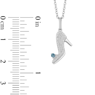 Enchanted Disney Cinderella 0.085 CT. T.W. Diamond and London Blue Topaz Slipper Pendant in Sterling Silver - 19"