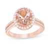 Oval Morganite and 0.40 CT. T.W. Diamond Frame Engagement Ring in 14K Rose Gold