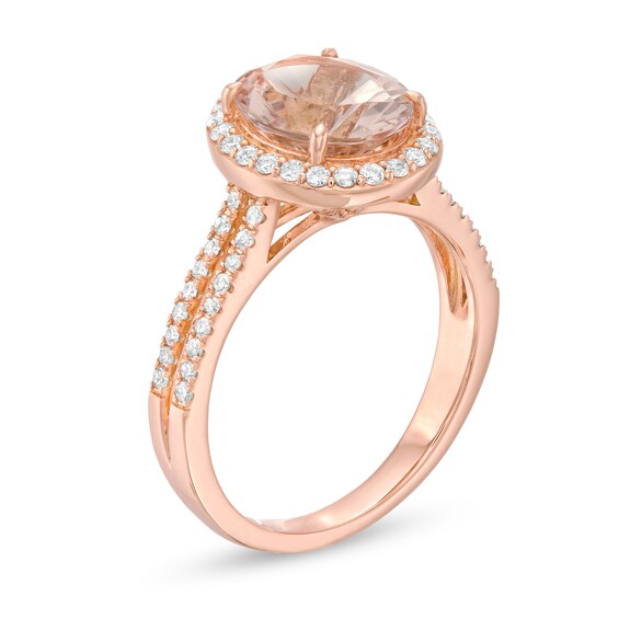 Oval Morganite and 0.40 CT. T.W. Diamond Frame Engagement Ring in 14K Rose Gold