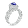 Thumbnail Image 2 of Pear-Shaped Tanzanite and 0.63 CT. T.W. Diamond Double Frame Twist Shank Bridal Set in 14K White Gold