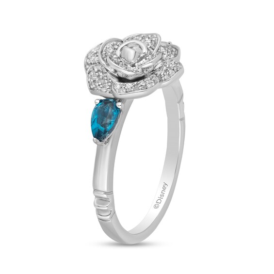 Collector's Edition Enchanted Disney Cinderella 70th Anniversary Blue Topaz and Diamond Ring in Sterling Silver