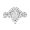 Thumbnail Image 3 of 1.00 CT. T.W. Pear-Shaped Diamond Double Frame Split Shank Vintage-Style Engagement Ring in 14K White Gold