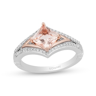 Enchanted Disney Aurora Morganite and 0.18 CT. T.W. Diamond Ring in Sterling Silver and 10K Rose Gold