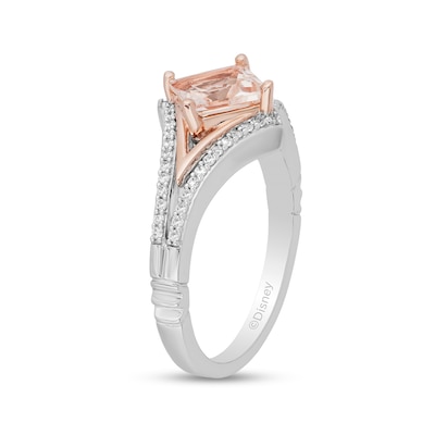 Enchanted Disney Aurora Morganite and 0.18 CT. T.W. Diamond Ring in Sterling Silver and 10K Rose Gold