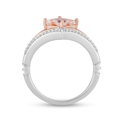 Enchanted Disney Aurora Morganite and 0.18 CT. T.W. Diamond Ring in Sterling Silver and 10K Rose Gold