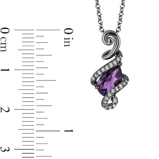 Enchanted Disney Villains Ursula Amethyst and 0.085 CT. T.W. Diamond Pendant in Sterling Silver with Black Rhodium - 19"