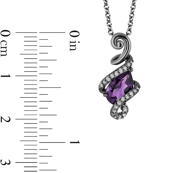 Enchanted Disney Villains Ursula Amethyst and 0.085 CT. T.W. Diamond Pendant in Sterling Silver with Black Rhodium - 19"