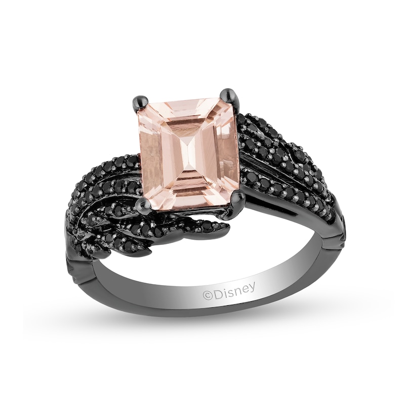 Enchanted Disney Villains Maleficent Octagonal Morganite and 0.29 CT. T.W. Black Diamond Ring in Sterling Silver|Peoples Jewellers
