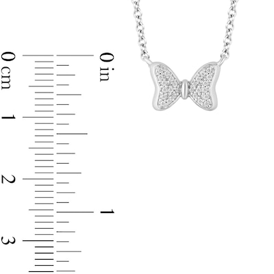 Mickey Mouse & Minnie Mouse 0.085 CT. T.W. Diamond Bow Necklace in Sterling Silver