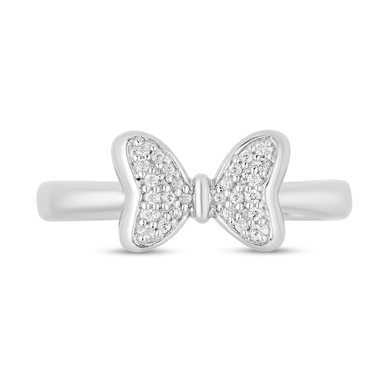 Mickey Mouse & Minnie Mouse 0.085 CT. T.W. Diamond Bow Ring in Sterling Silver|Peoples Jewellers